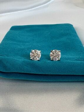 ✨ 2.4 CTW Moissanite Solitaire Stud Earrings – 925 Sterling Silver Screw Backs ✨